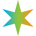 A six-pointed Chicago star with the ChiArts Foundation colors